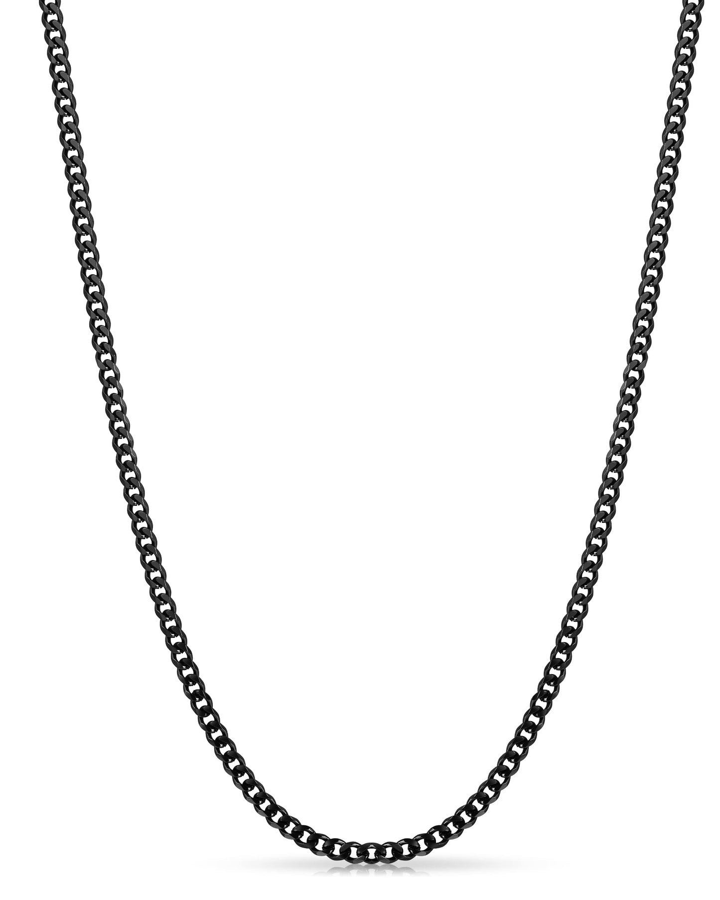 Vrthnx 3.5mm Black Chains for Men, 14K Gold Plated Mens Necklace Chains Stainless Steel